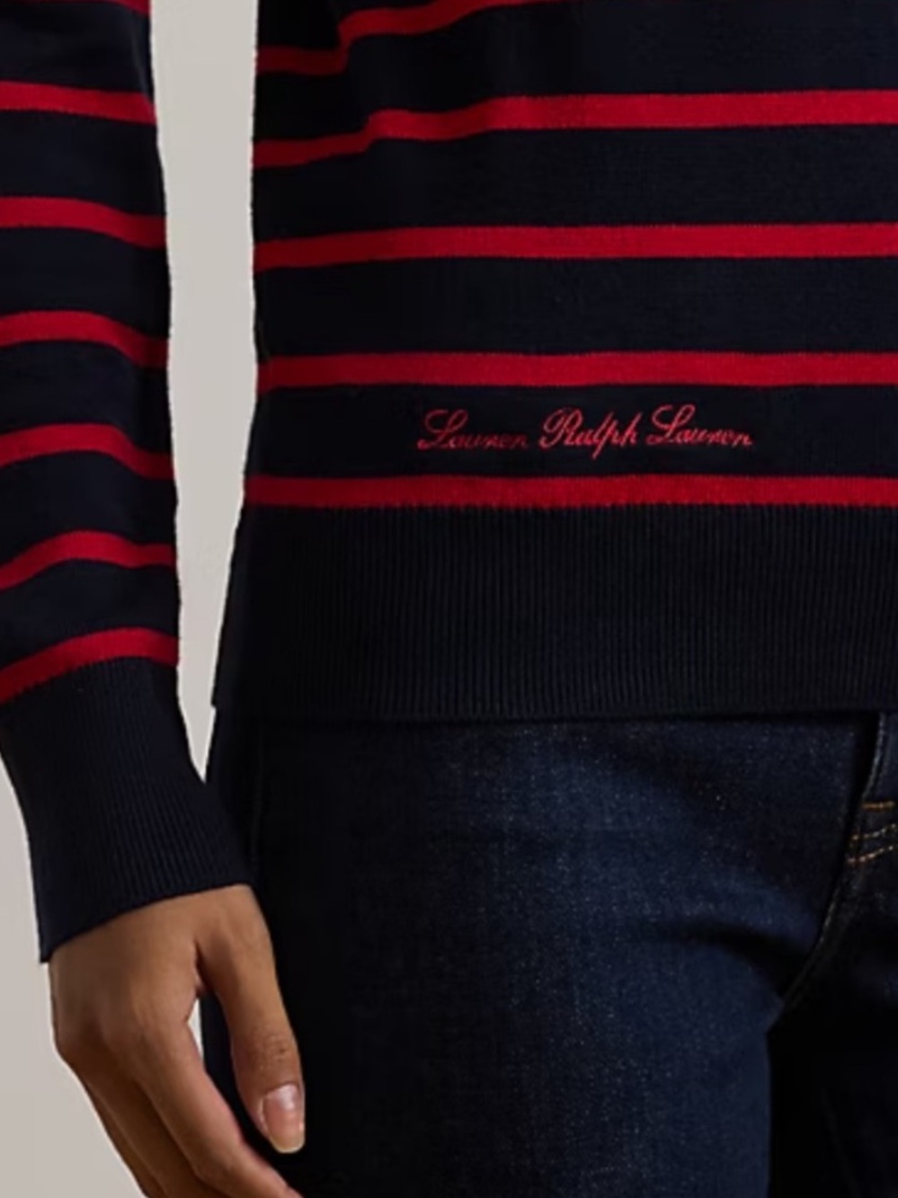 LAUREN RALPH LAUREN
Striped Soft Cotton-Blend Sweater XS Blue/Red Black
Label